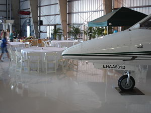 Fundraising auction venue - hangar learjet